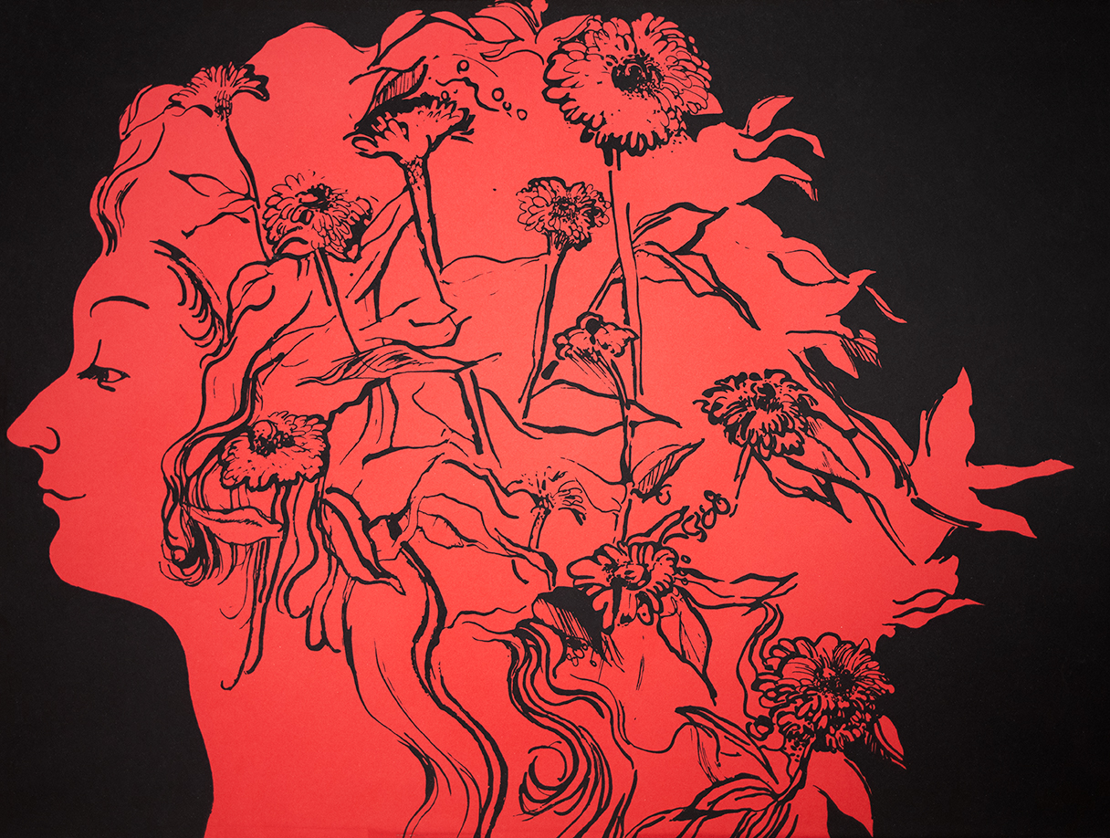 Women red and floral