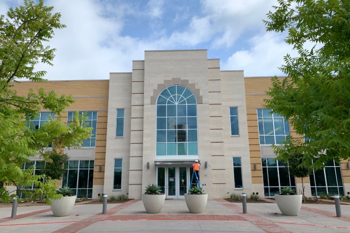 Photo of the front of the Nick and Lou Martin University Center taken June 27, 2019.