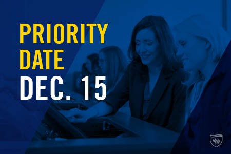 Submit your application to Texas Wesleyan before the priority date Dec. 15