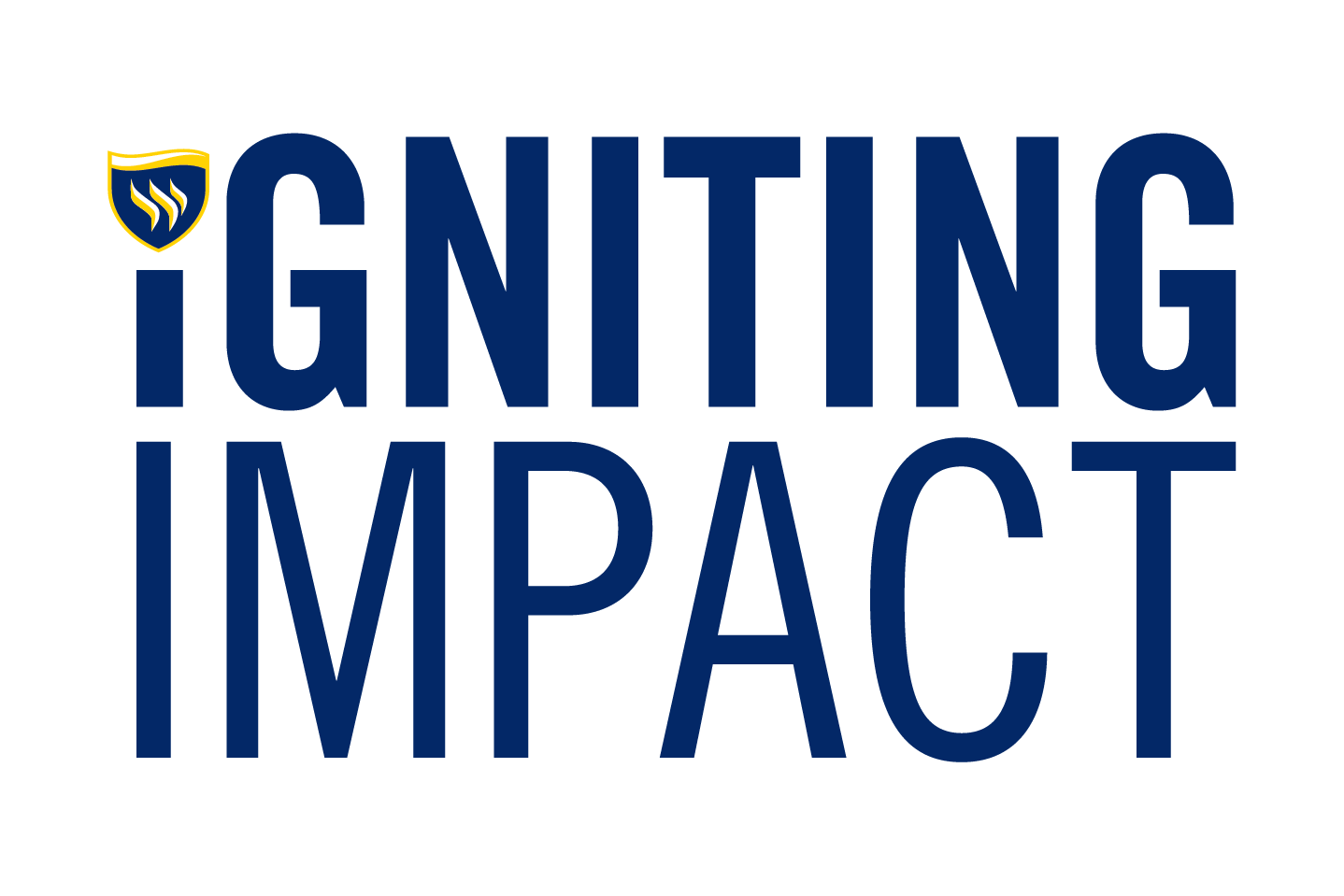 navy blue igniting impact logo on white background