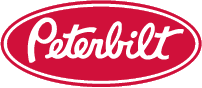 Colored red logo of manufacturing company PeterBilt.