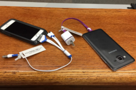 Image of the West Library's cell phone chargers