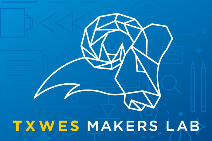 Photo of TXWES Ram designed for the Makers Lab graphic.