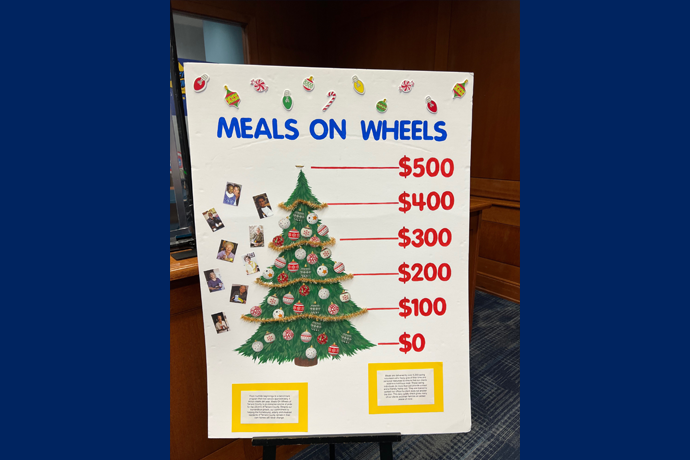 A photo of the meals on wheels donation Christmas tree