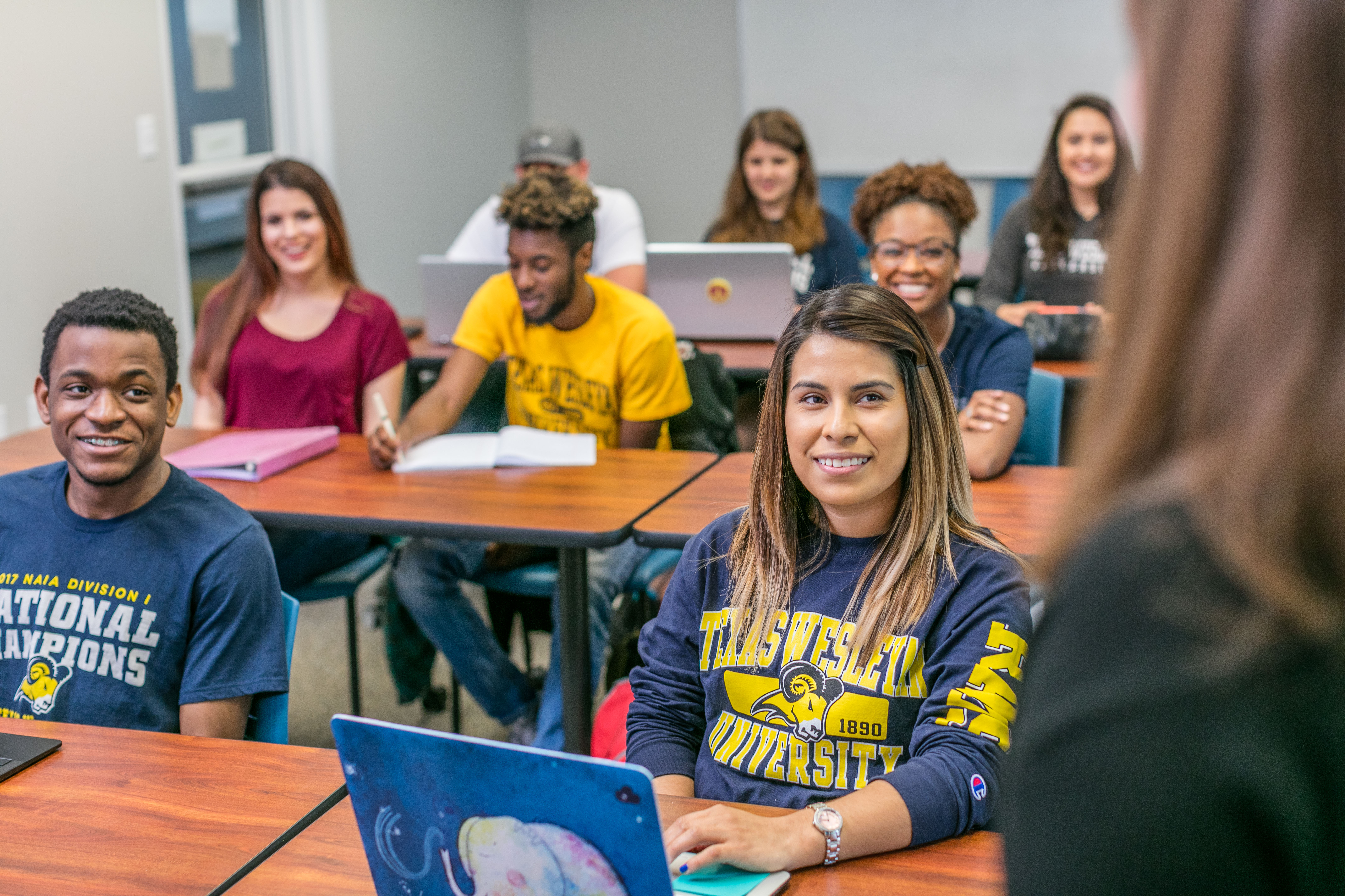 Students actively engaged in class