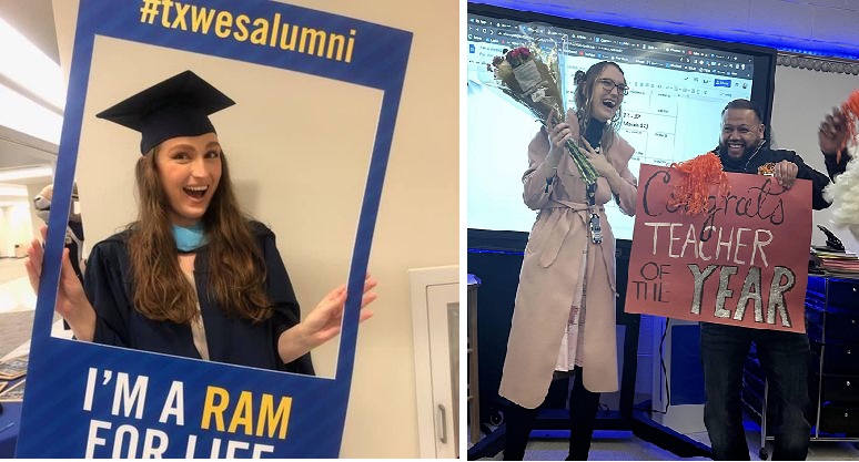 Student and then same as teacher receiving award