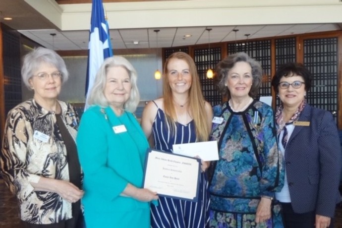 DAR-MIK provided a book scholarship to History Major, Emily Hunt in May 2019.  DAR officers, Emily Hunt, and Brenda Matthews are pictured.