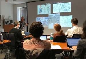 Participants of the Medieval Manuscript Workshop listening to the speaker.