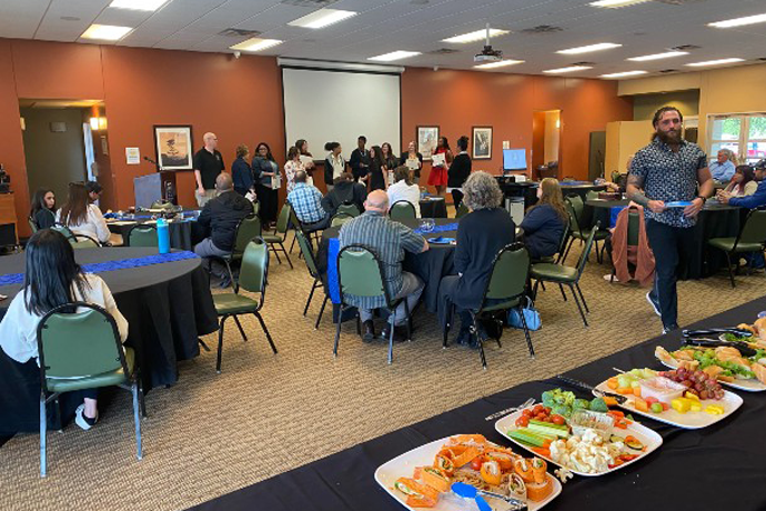 Students at a reception