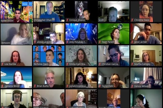 Screen shot of students, faculty, staff, and friends of Texas Wesleyan playing trivia on Zoom.