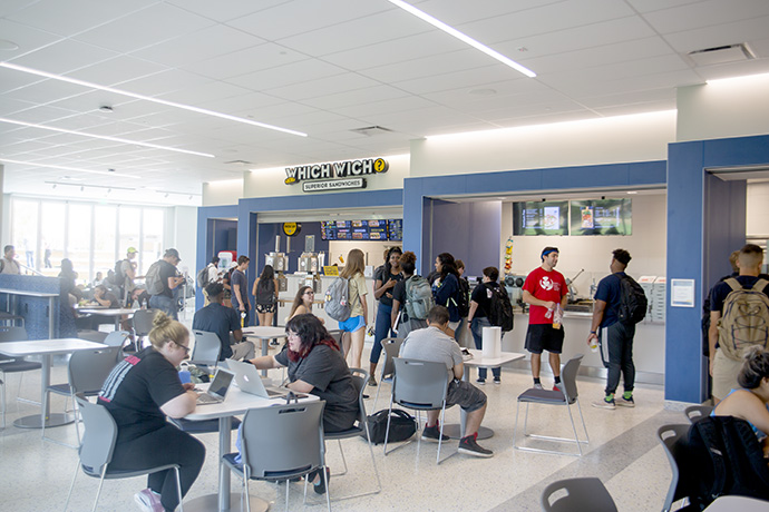 Photo of crowded Gina's Cafe dining area at Martin Center.