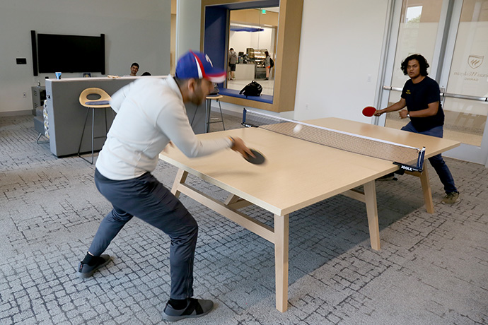 Photo of students playing table tennis at the Martin Center.