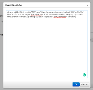 A screenshot showing youtube iframe code
