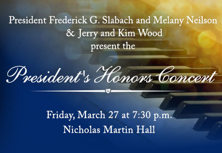 Texas Wesleyan University’s highest-achieving music students will share their vocal and instrumental talents during the President’s Honors Concert at 7:30 p.m. on Friday, March 27 in Martin Hall.