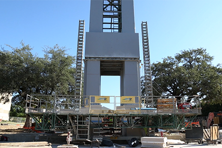 Construction of the new United Methodist Church Central Texas Conference service center and renovations to the historic Polytechnic Firehouse are wrapping up this week. The clock tower is scheduled to be complete in September.
