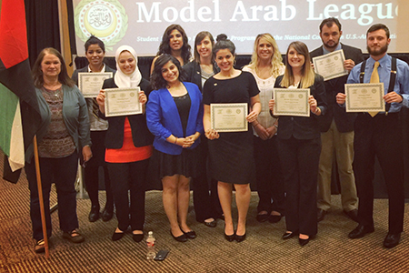 Texas Wesleyan’s Model Arab League team received top honors while representing the United Arab Emirates at the regional conference in Commerce, Texas. 