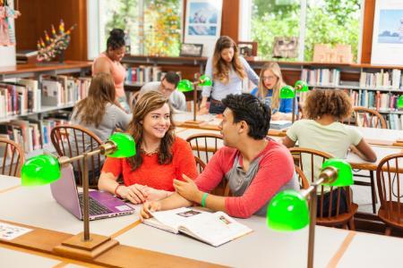 Photo from the West Library of Texas Wesleyan University students for an ASC story.