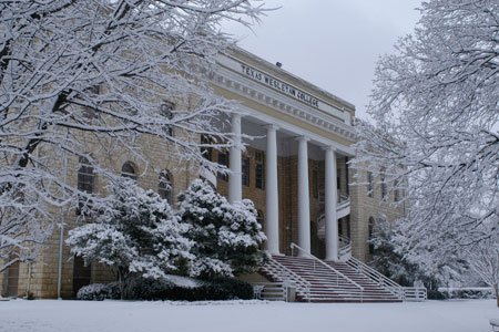 Oneal-Sells Administration building covered in snow